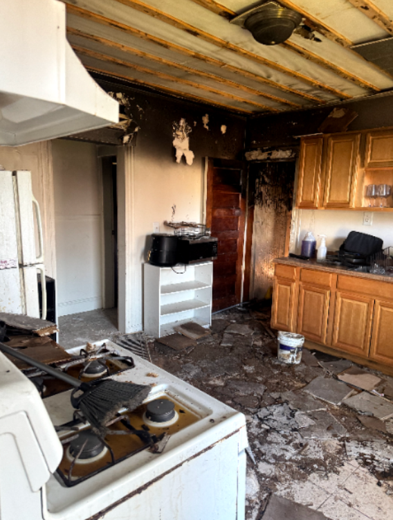 Fire debris before cleanup